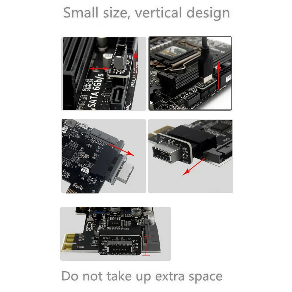 PH73S USB3.0 19P/20P to Type-E Vertical Motherboard Adapter Chassis Front Type-C Plug-in Port - 5