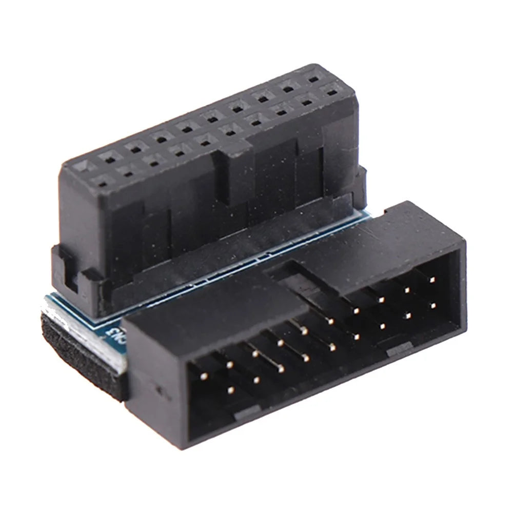 PH19B Desktop Computer Motherboard USB3.0 19Pin/20Pin Vertical Pin Socket Adapter Up Angled 90 Degree - Black - 1