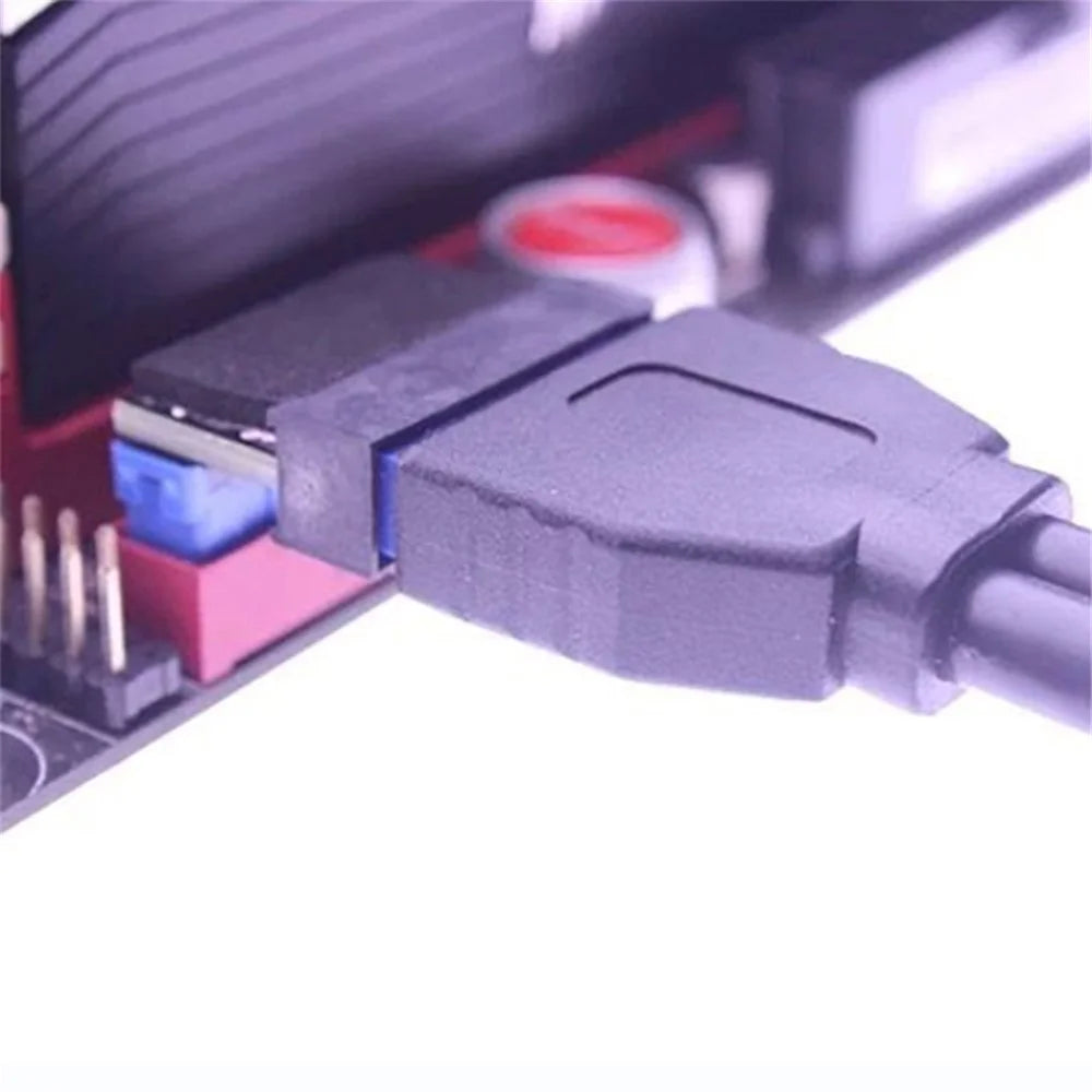 PH19B Desktop Computer Motherboard USB3.0 19Pin/20Pin Vertical Pin Socket Adapter Up Angled 90 Degree - Black - 6