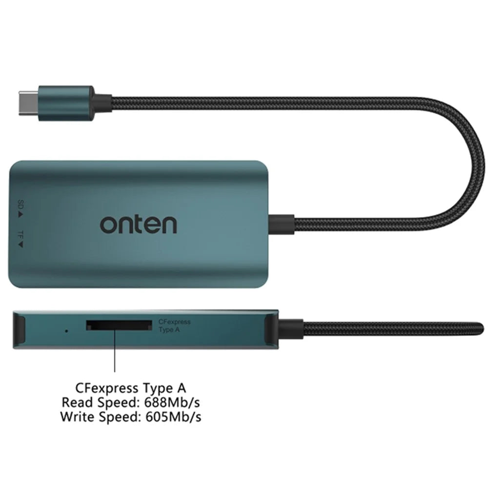 ONTEN C12 Type-C Card Reader Support for SD+Cfepress Type-A+TF Cards - Green - 5