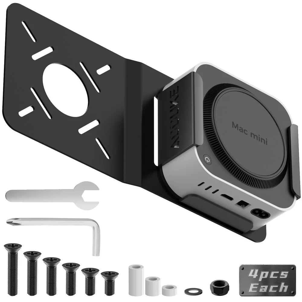 AJM4-BMAX For Mac Mini M4 / M4 Pro Mini PC Stand Aluminum Alloy Under Desk Mounting Bracket Hanging Rack - 1