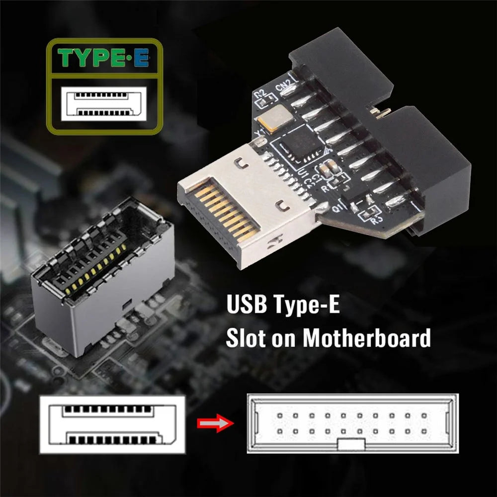 UC-141-TC005 Type-E IDC Socket USB 3.1 Front Panel Header to USB 3.0 20Pin Header Extension Adapter with CH334P Chip - 3