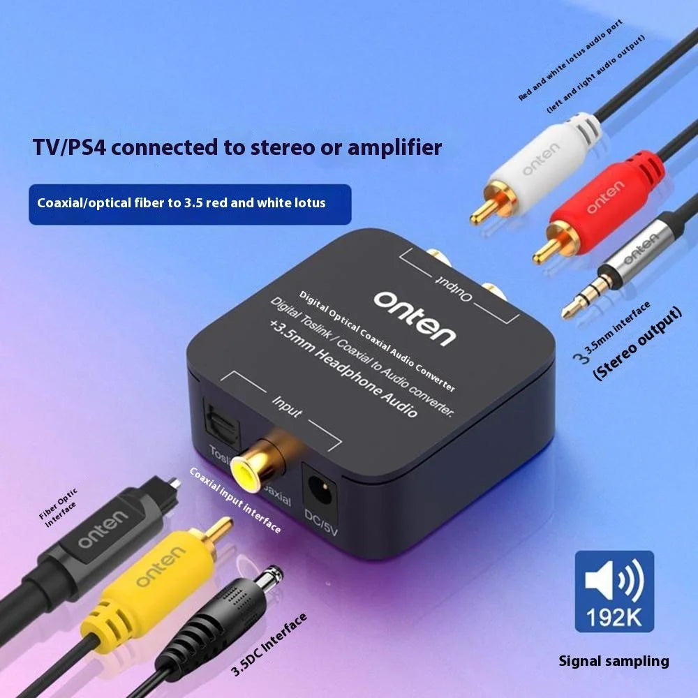ONTEN 37506 Digital Toslink / Coaxial to Audio Converter with 3.5mm Headphone Audio Output - 2