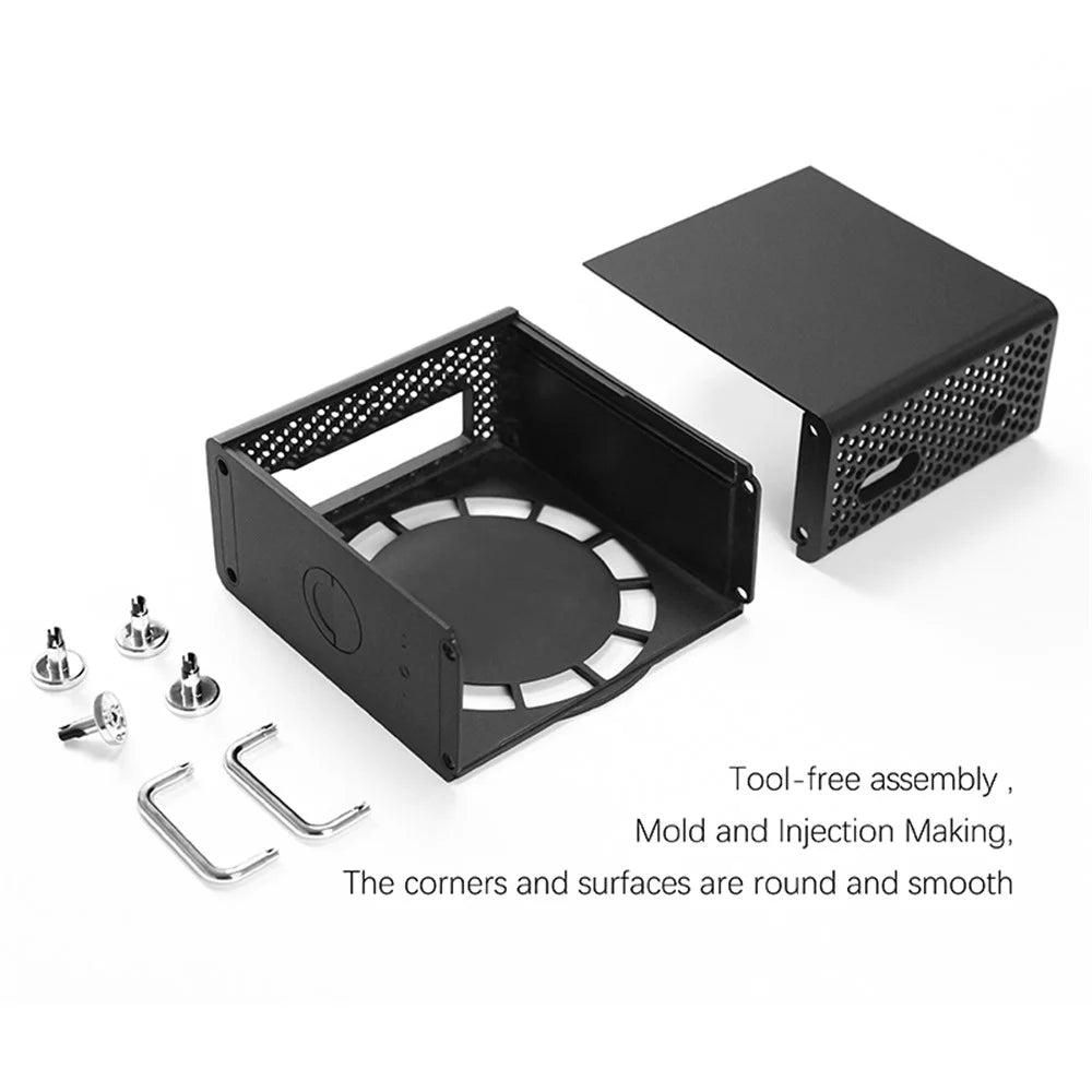 For Apple Mac Mini M4 / M4 Pro 2024 Protective Case Computer Host Hollow ABS Shell with Expansion Hard Drive Function - Black - 2