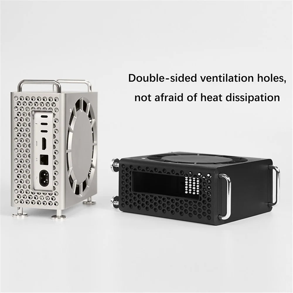 For Apple Mac Mini M4 / M4 Pro 2024 Protective Case Computer Host Hollow ABS Shell with Expansion Hard Drive Function - Black - 6