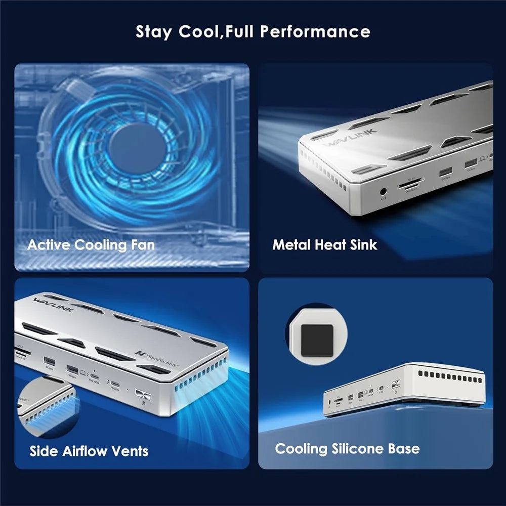 WAVLINK UTD58 12-in-1 Thunderbolt 5 Docking Station for Laptops 120Gbps 140W PD Hub Adapter - US Plug - 5