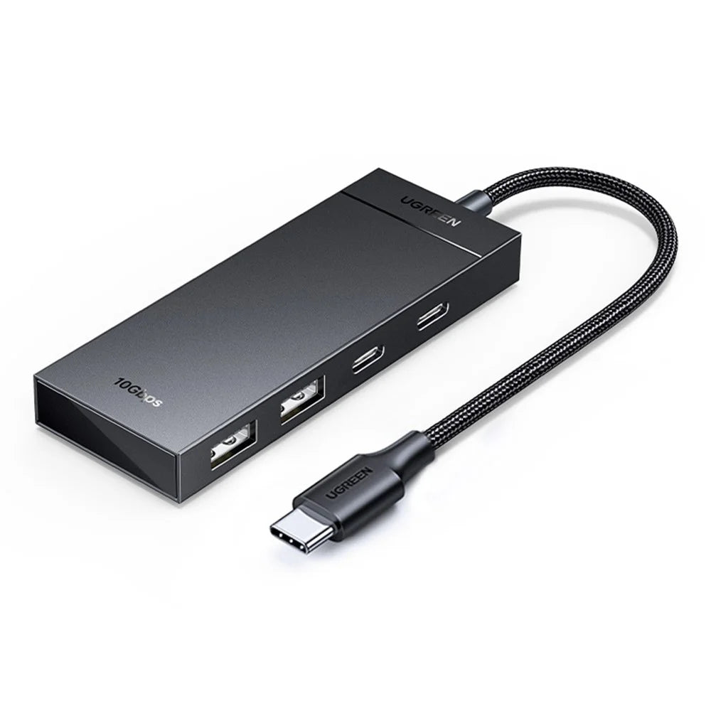 UGREEN 35583 4 in 1 USB C Hub Adapter 2 USB-C + 2 USB-A Ports 0.3m Docking Station 10Gbps Data Transfer for Windows / Mac OS / Linux - Black - 1
