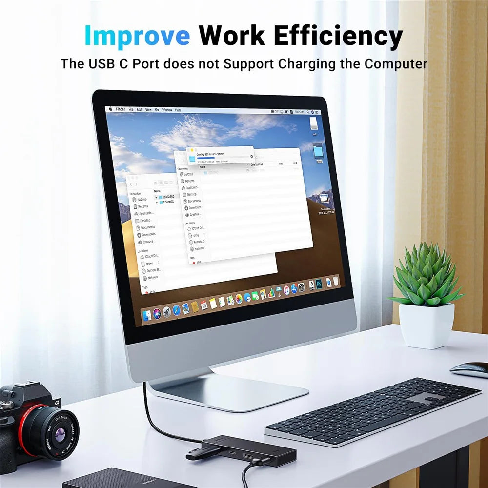 UGREEN 35583 4 in 1 USB C Hub Adapter 2 USB-C + 2 USB-A Ports 0.3m Docking Station 10Gbps Data Transfer for Windows / Mac OS / Linux - Black - 4