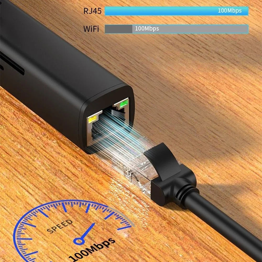 TYS-8HD Type-C to HDTV 8-in-1 USB-C Hub 5Gbps 100W PD 4K HD Docking Station Multi-Port Adapter for Laptop - Black - 7