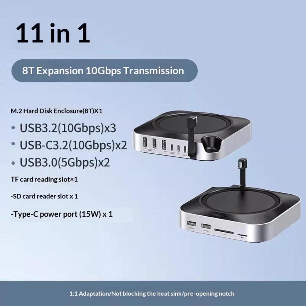 UGREEN CM841-65487 11-in-1 USB-C Hub for Mac Mini M4 / M4 Pro M.2 NVMe SSD Enclosure Docking Station - 2