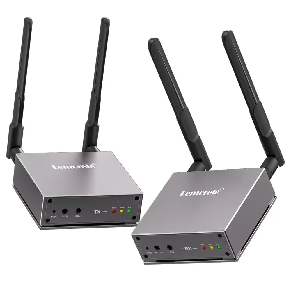 LEMORELE R15 Wireless HD Transmitter / Receiver Kit 5G / 2.4G Dual Band 4K Zero Delay Screen Mirroring HD Adapter for Gaming Meeting - Grey / Silver - 2