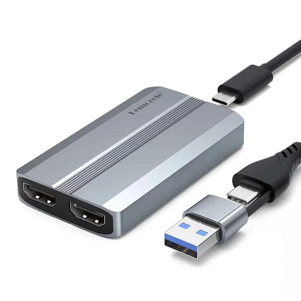 LEMORELE AC06 HD Video Capture Card 4K 30Hz HD Loop Out Gaming Streaming Recording Adapter for Camera Conference - Grey / Silver - 1
