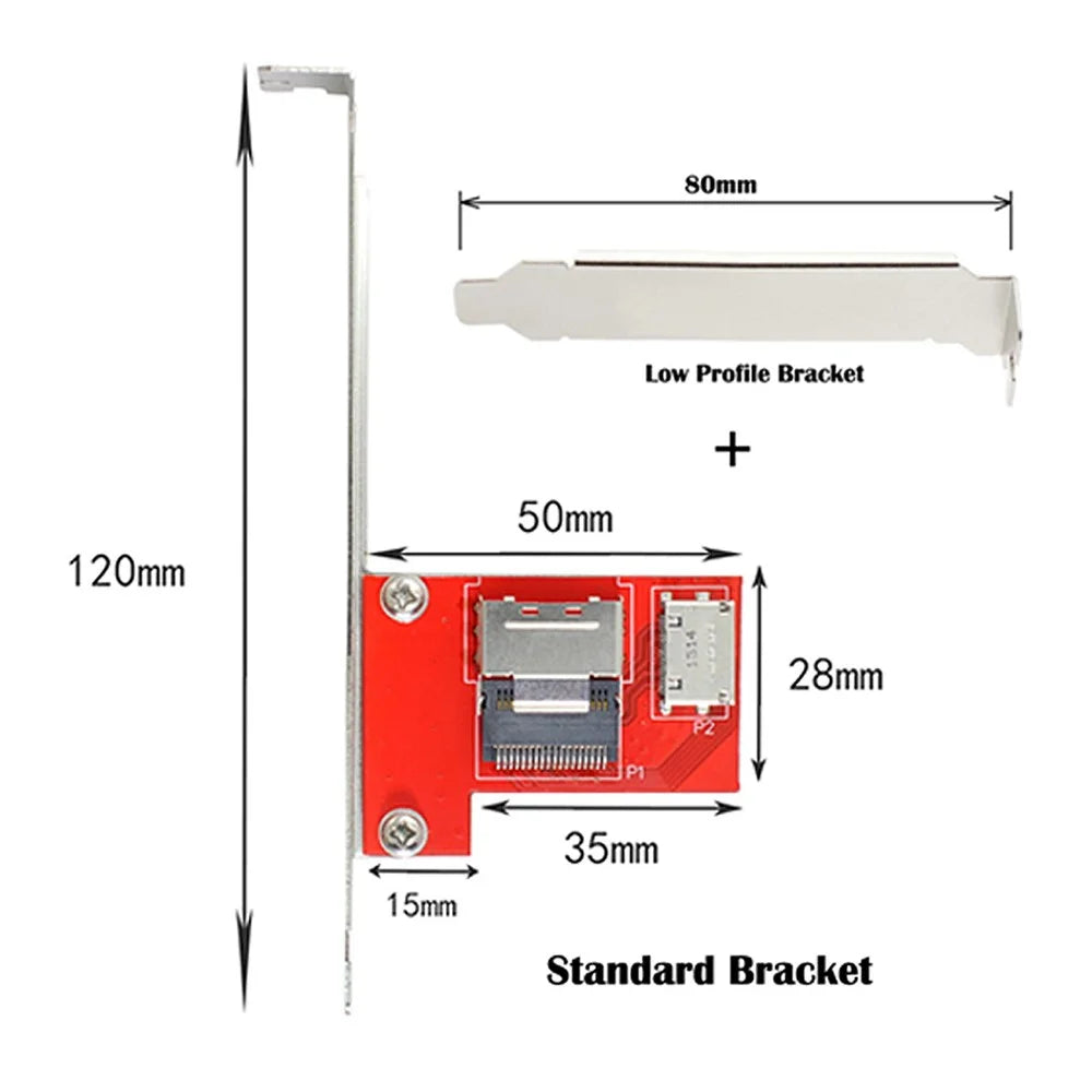 SF-041 PCI-Express 4.0 Mini SAS SFF-8087 to Oculink SFF-8611 PCBA Female Adapter with Bracket - 5