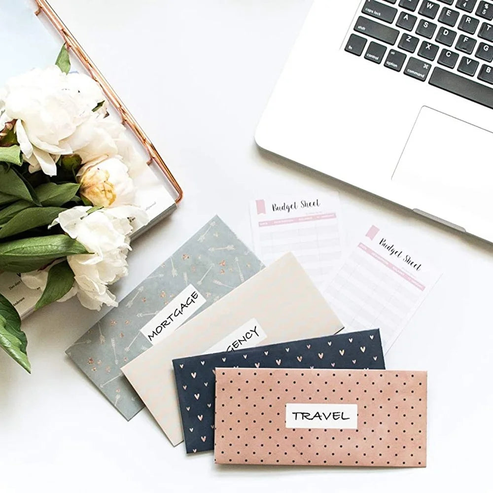 12PCS Budget Envelopes Creative Cash Envelope System Budget Tracking Sheets Label Stickers for Cash Savings - 6
