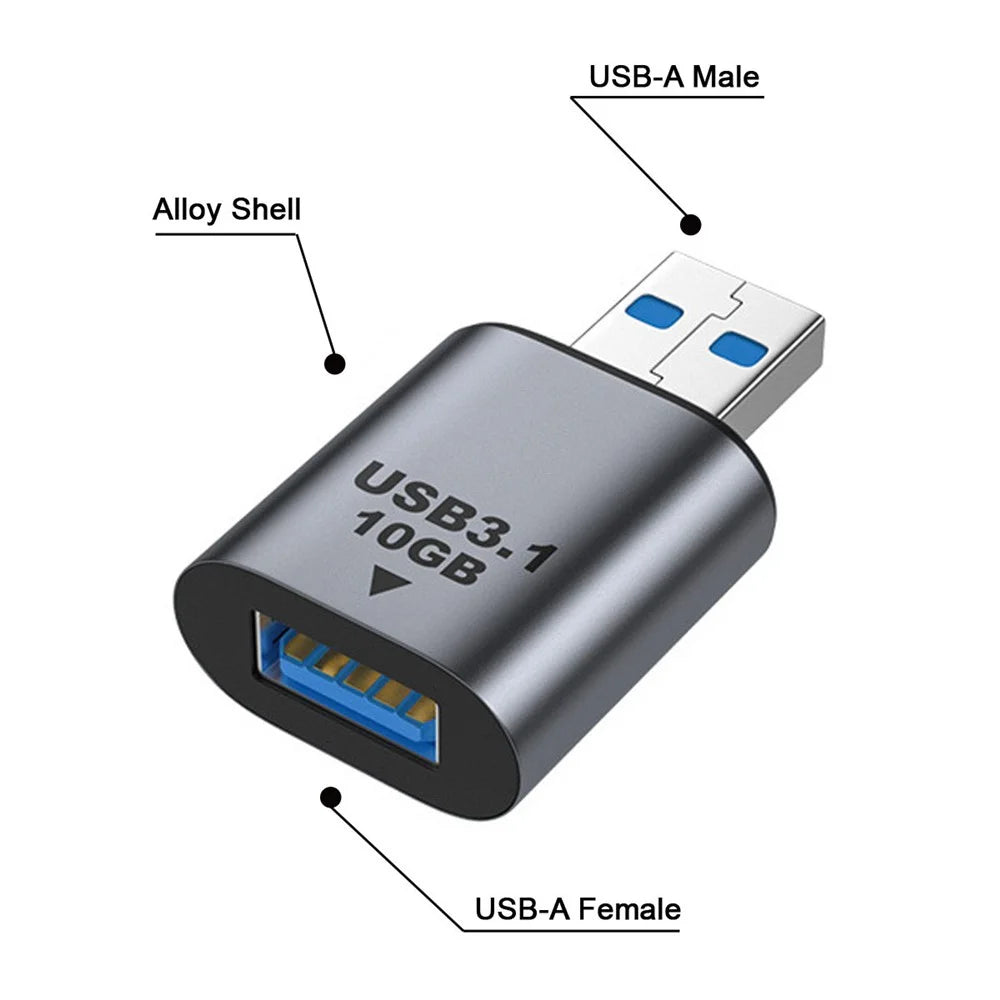 UC-082-AMAF USB 3.0 A Male to A Female Converter 10Gbps Fast Data Transmission Metal Shell Adapter Plug - 5