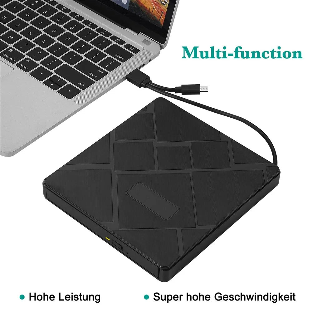 USB 3.0 Computer Laptop External Optical Drive Dual USB Ports TF SD Card Reader CD DVD Burner - 5