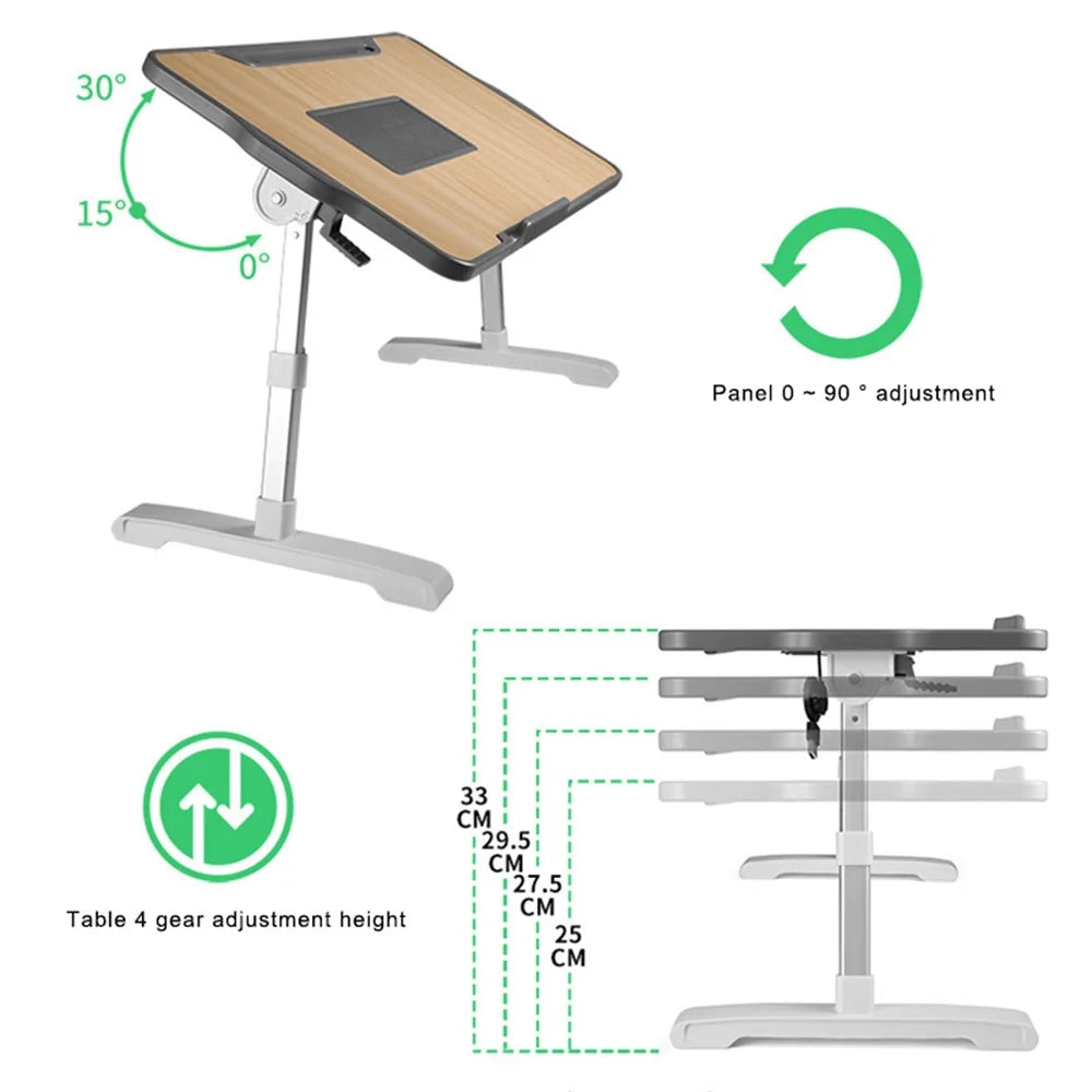 NBT400 Height Angle Adjustable Laptop Table with Cooling Fan Foldable Bed Sofa Laptop Tray - Black with Fan - 4