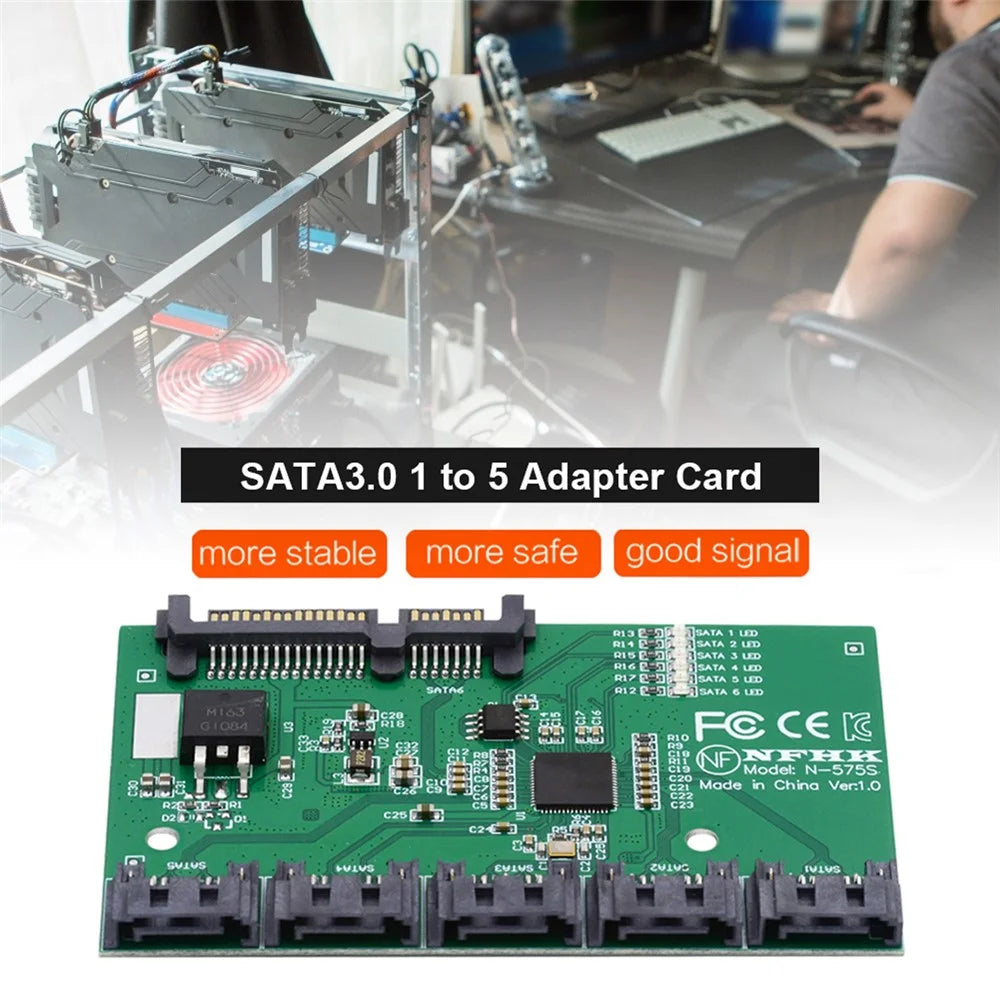 SA-054 SATA 3.0 6Gbps 1 to 5 Splitter Ports HUB Adapter Converter PM Multiplier Port Selector JMB575 - 2