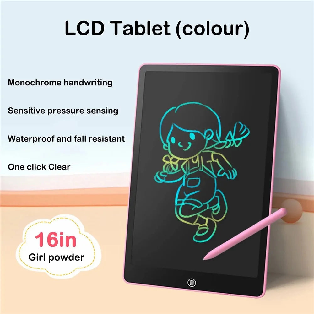 JX-16 16-Inch Colorful LCD Writing Tablet Doodle Board Office Memo Board with One-Click Erase - Black - 2