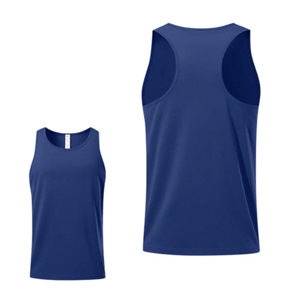 Summer Men Sports Casual Polyester Vest Breathable Quick-drying Running Basketball Tank Top - Navy Blue / S - 1