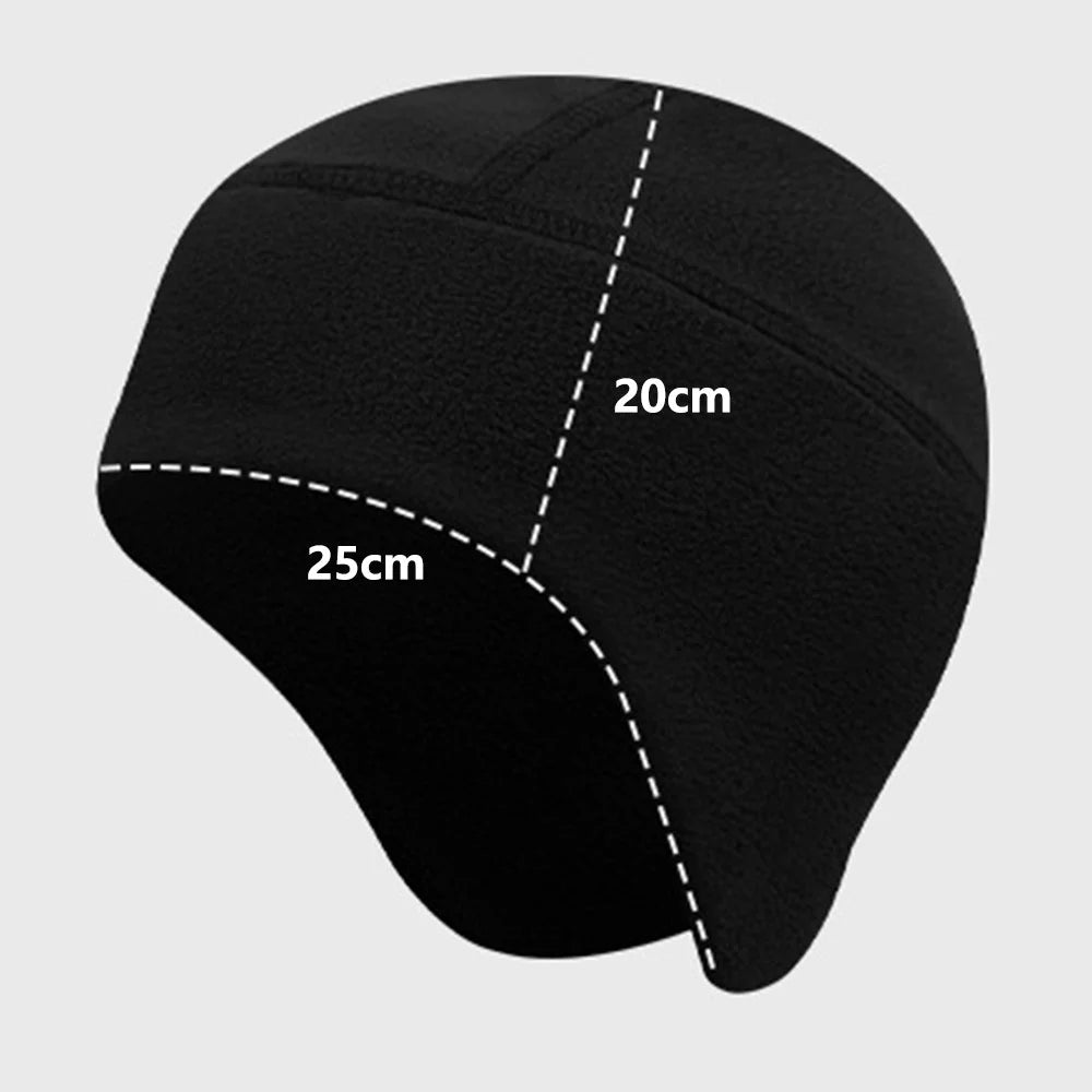 Winter Polar Fleece Hat Outdoor Cycling Skiing Motorcycle Ear Protection Windproof Cap - Black - 7