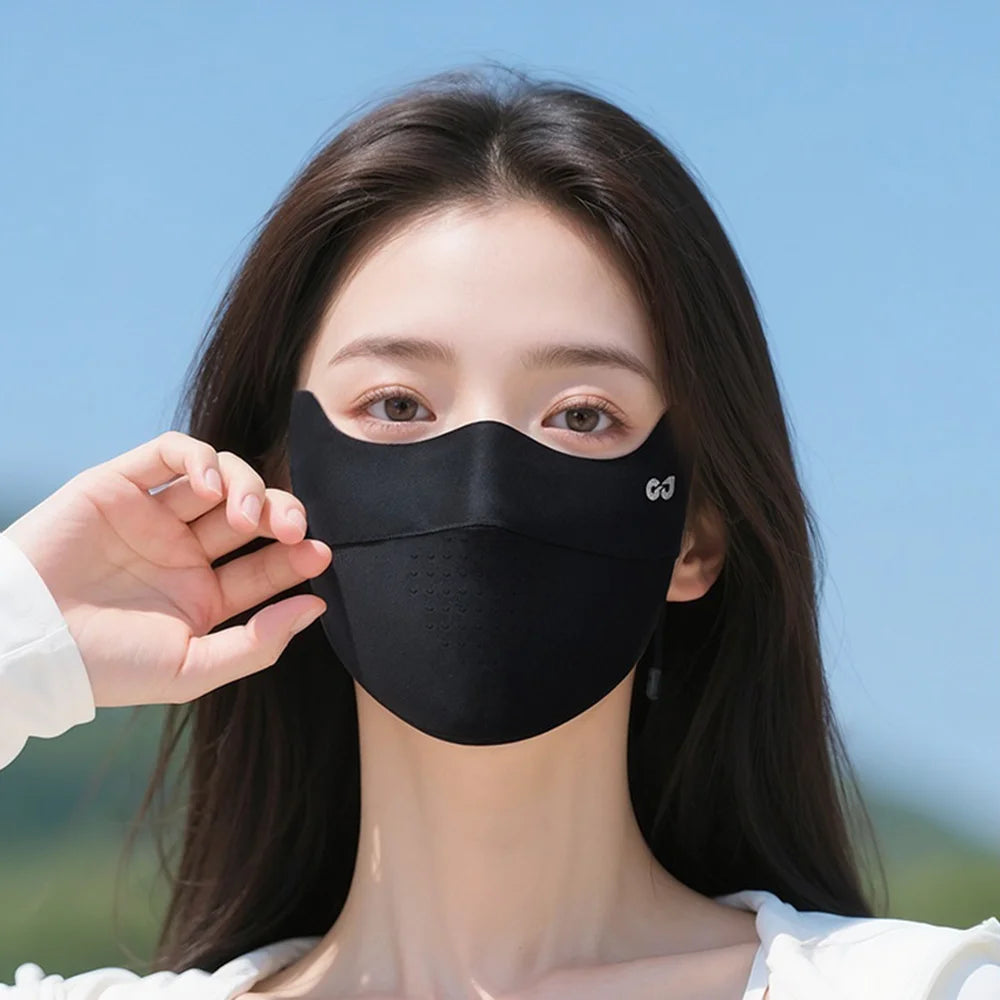 GOLOVEJOY XKZ72 UPF50+ Sun Protection Face Mask Summer Cooling Ice Silk Breathable Face Shield for Men Women - Light Gray - 5