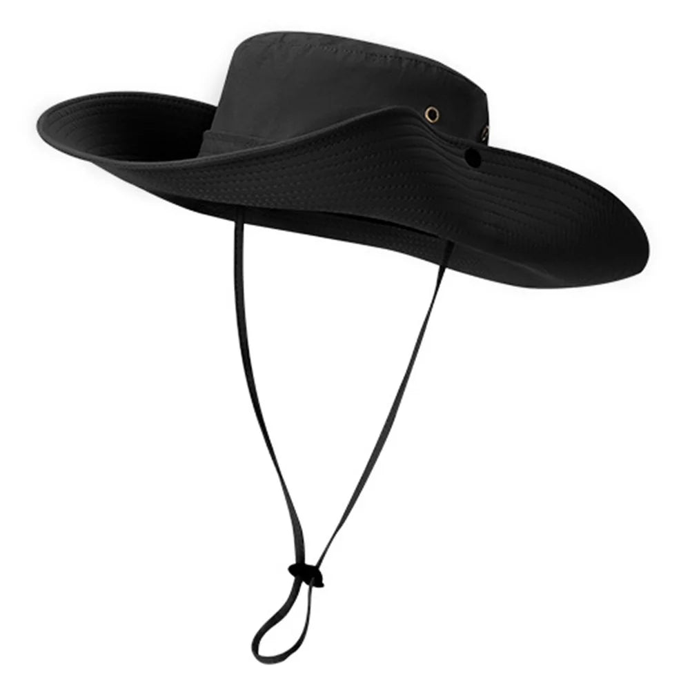 GOLOVEJOY Summer Hat Wide Brim UPF 50+ UV Protection Fishing Cap - XMZ77 / Black - 1