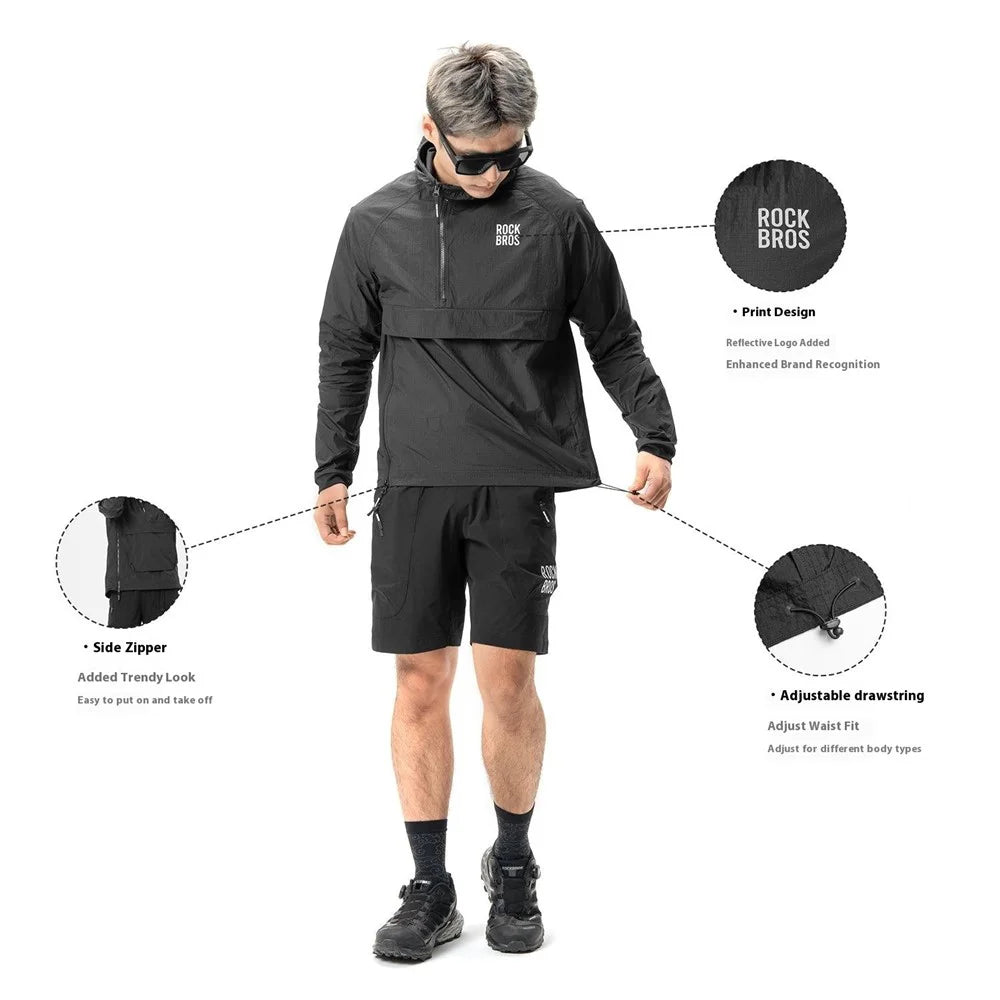 ROCKBROS YDWT013 Detachable Pocket Windbreaker Outdoor Waterproof Jacket for Camping / Cycling / Hiking / Commuting Long Sleeve Men Coat - Black / M - 3