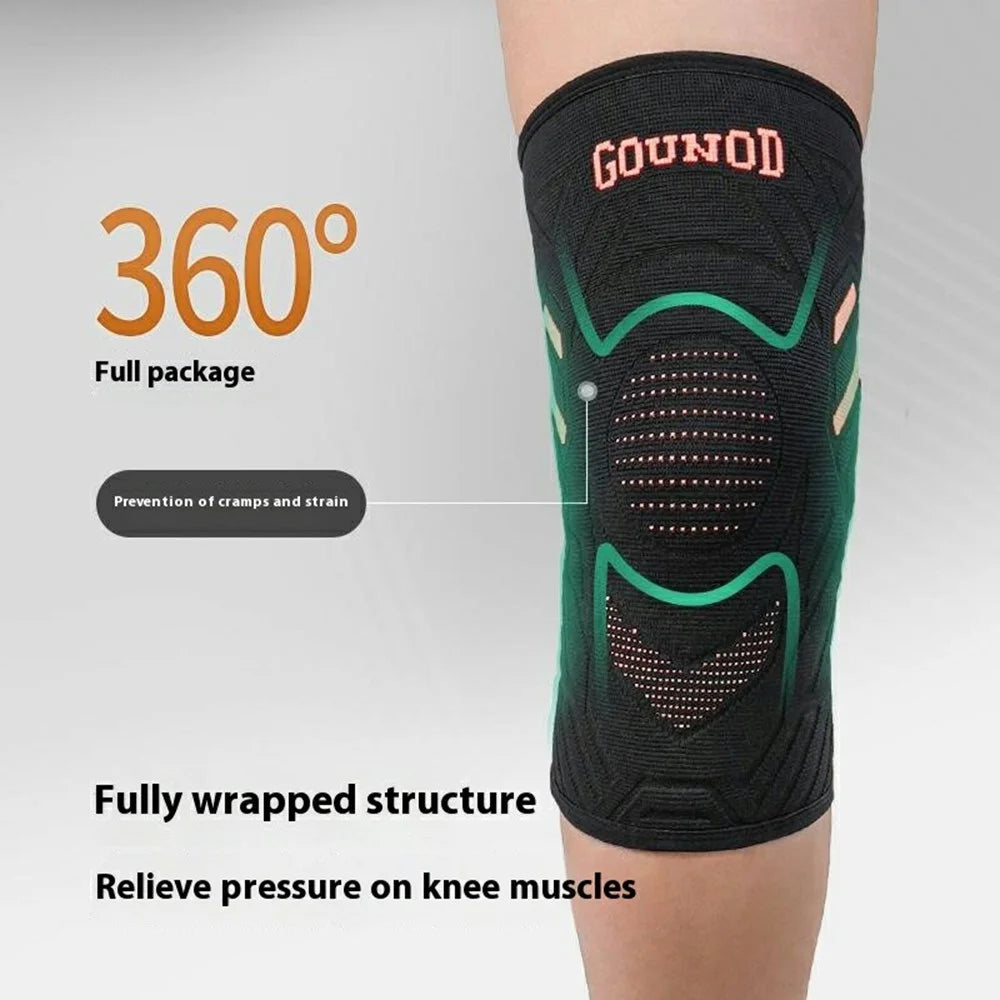 GOUNOD HJ078 1Pc Compression Knee Sleeve Knitted Non-Slip Sports Running Knee Support Brace - Black S - 4