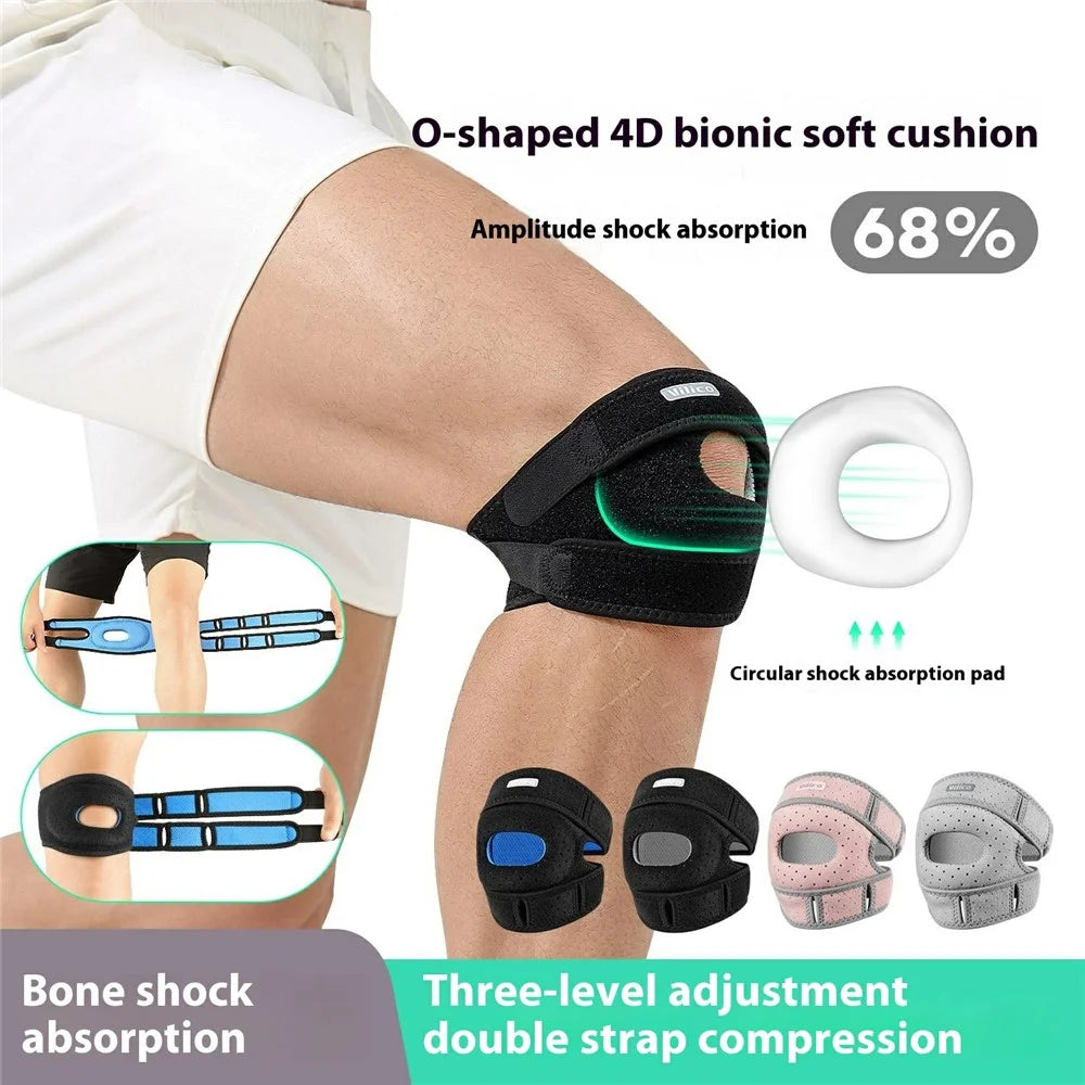 VILICO AB169 1Pc Professional Knee Brace for Running Jumping Rope Joint Support Patellar Strap Compression Wrap - Black / Grey - 2