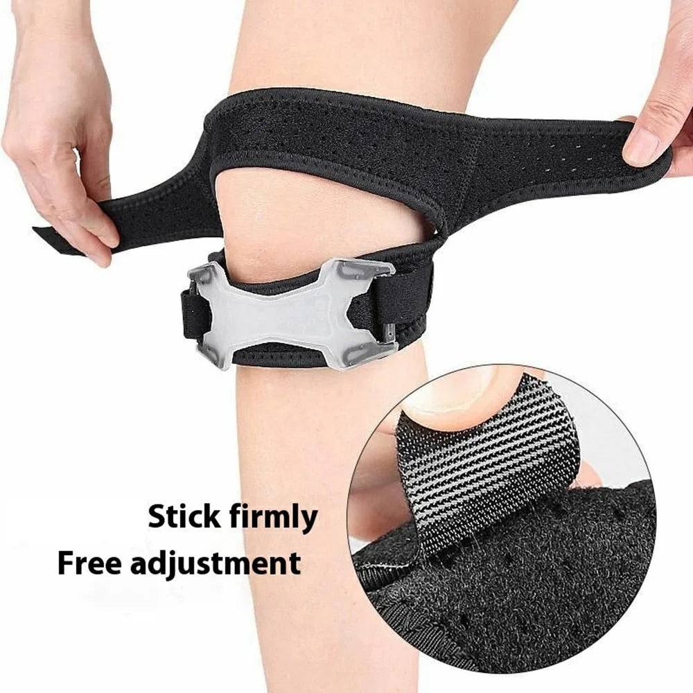 125 1Pc Double Knee Strap Patella Support Brace Adjustable Compression for Sports / Running / Gym - Black / S - 6