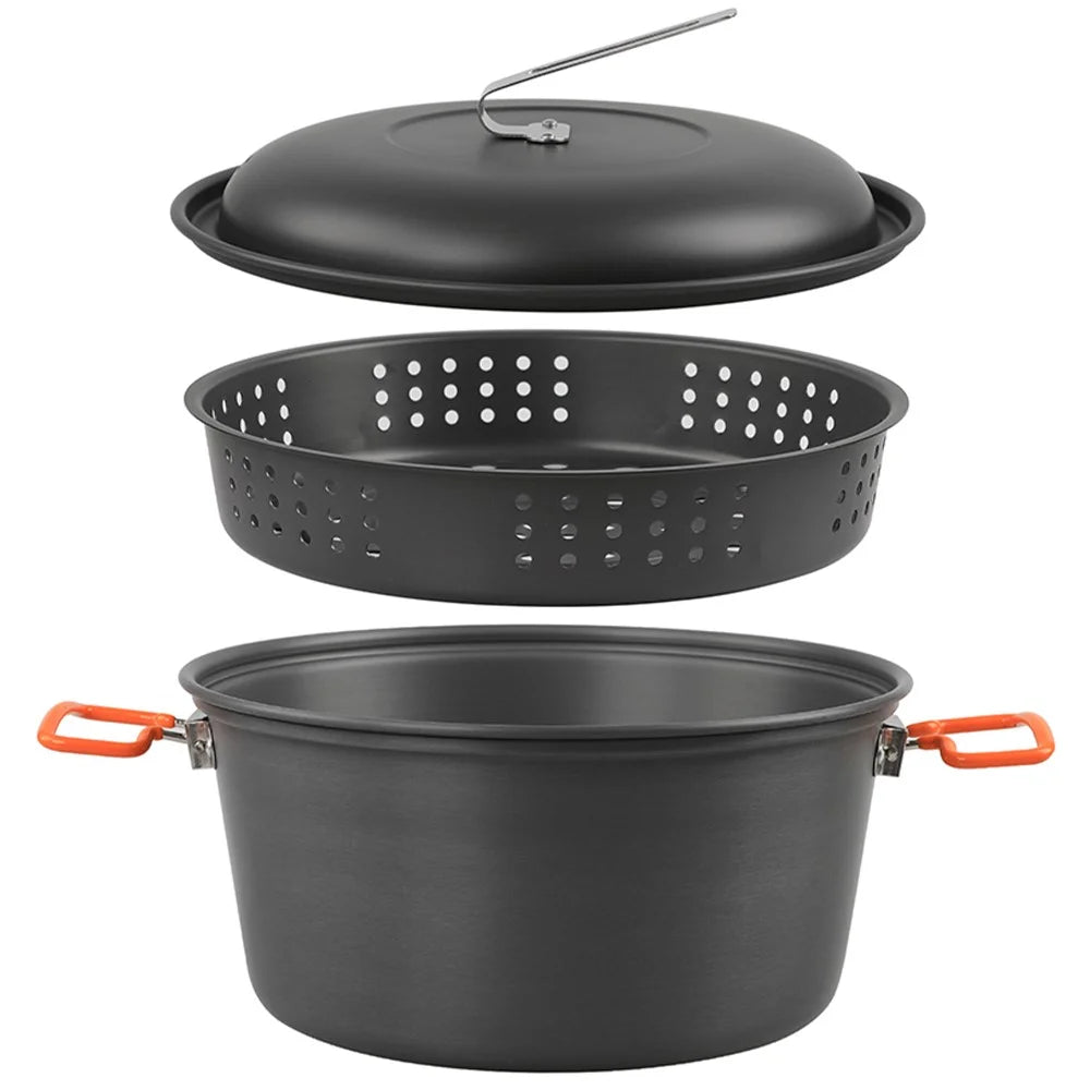 AOTU Camping 5L Steam Cooking Pot Foldable Handle Grip Cookware for Hiking Picnic (BPA-Free, No FDA) - 3
