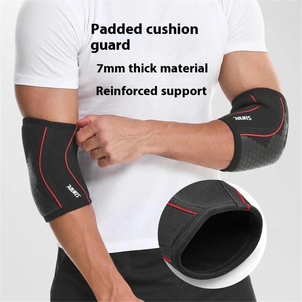 AOLIKES 7944 1Pc Sports Elbow Sleeve Protector Thicken 7mm Weightlifting Fitness Elastic Elbow Guard - Honeycomb S - 2