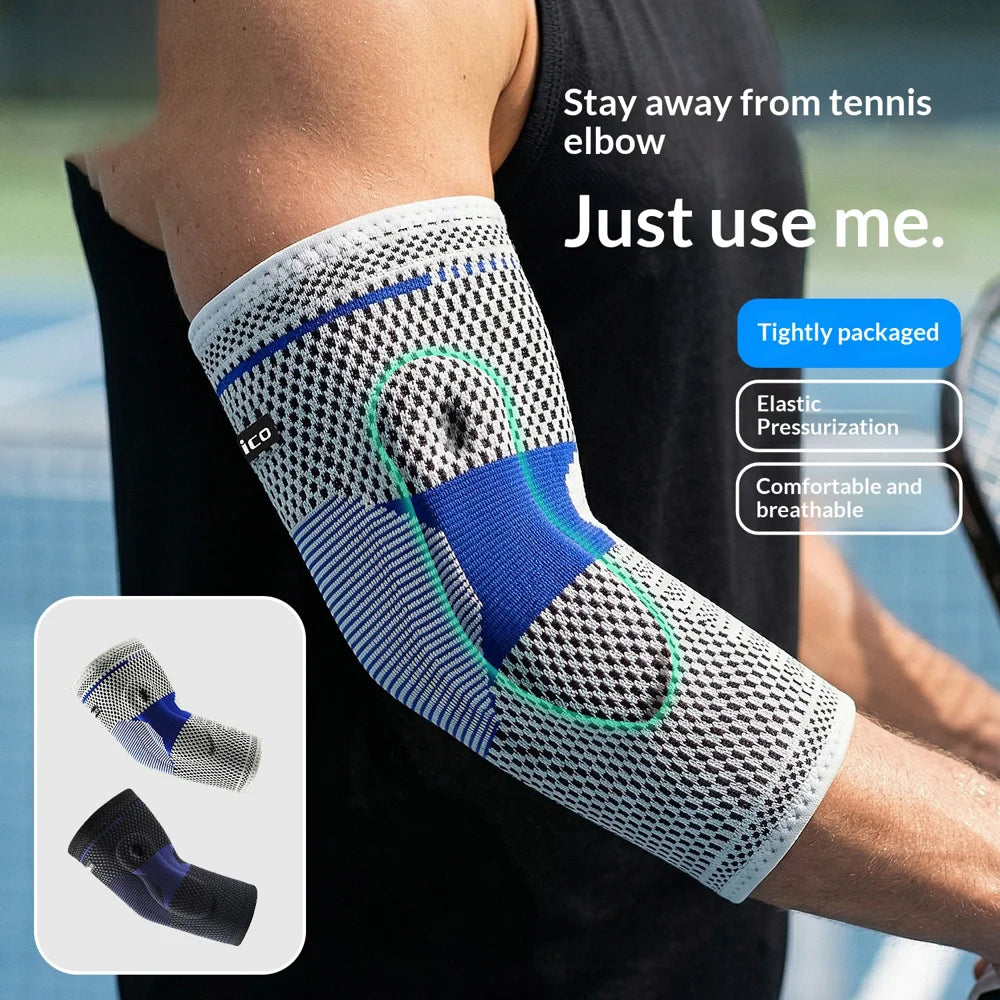 VILICO AB210 1Pc Sports Elbow Pad Compression Sleeve Elbow Support for Basketball Volleyball - Gray/M - 3