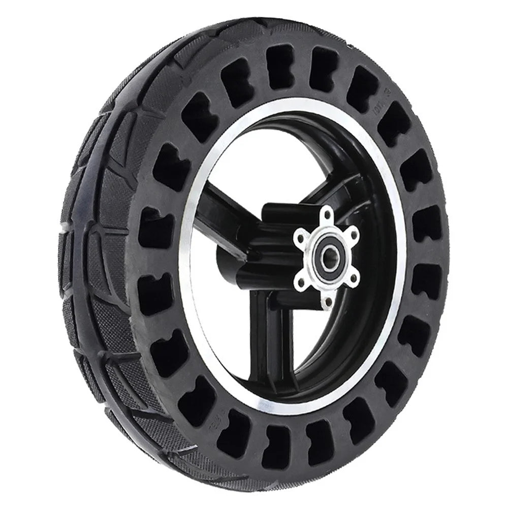 Anti-slip Solid Front Tire for Kugoo M4 Electric Scooter 10x2.125 Inch Shock Absorbed Rubber E-scooter Black Front Wheel Hub Replacement - 2