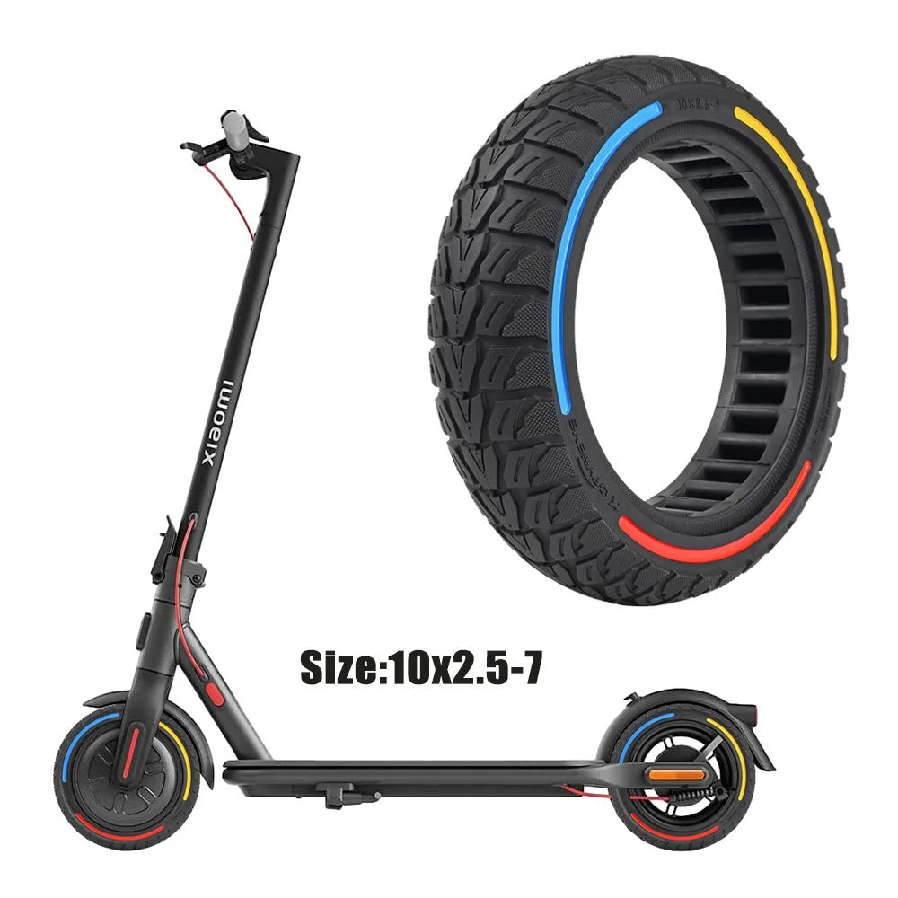 For Xiaomi Mi 4 / Mi 4 Pro Electric Scooter 10x2.5-7-Inch Replacement Rubber Tire Anti-Slip E-Scooter Wheel - Red Yellow Blue - 2
