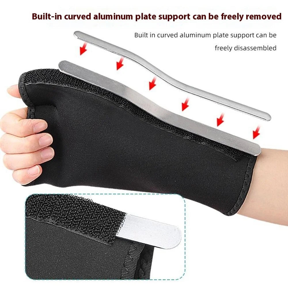 113 1Pc Sport Wrist Support Brace Adjustable Compression Wrist Guard with Removable Aluminum Splint - 6