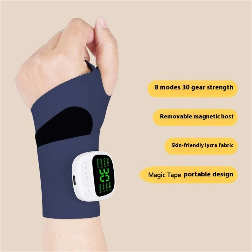 KJH-X3HW EMS Tendon Sheath Massage Wrist Guard 8 Modes 30 Intensity Levels Sports Wristband Hand Joint Massager - Navy Blue - 2