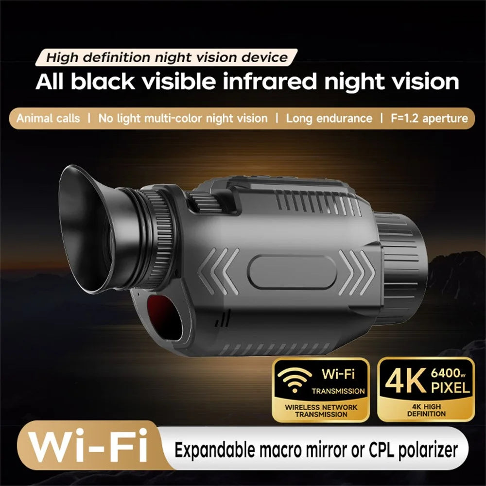 D15 WiFi Night Vision Monocular Camera 4K Video 64MP Photo 28X Zoom for Wildlife Observation, with 32GB Memory Card - 2