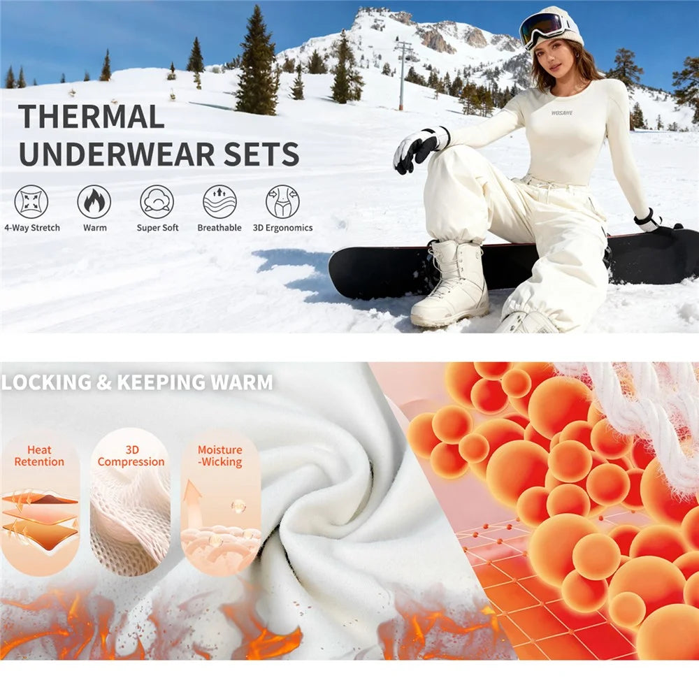 WOSAWE BD190 For Women Winter Ski Fleece Base Layer Pants High Elastic Tight Fleece-Lined Cold-Resistant Ski Leggings - Creamy Yellow, Asian M / EU S - 6