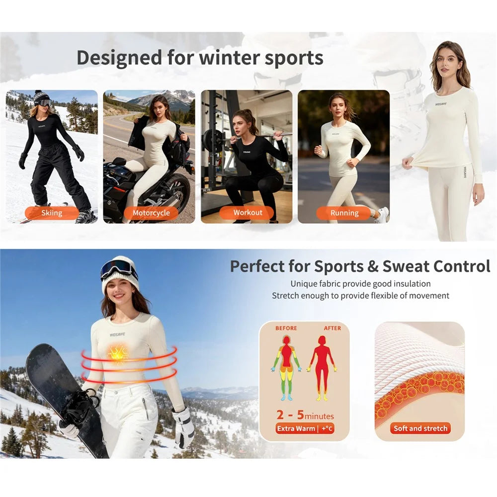 WOSAWE BD190 For Women Winter Ski Fleece Base Layer Pants High Elastic Tight Fleece-Lined Cold-Resistant Ski Leggings - Creamy Yellow, Asian M / EU S - 7