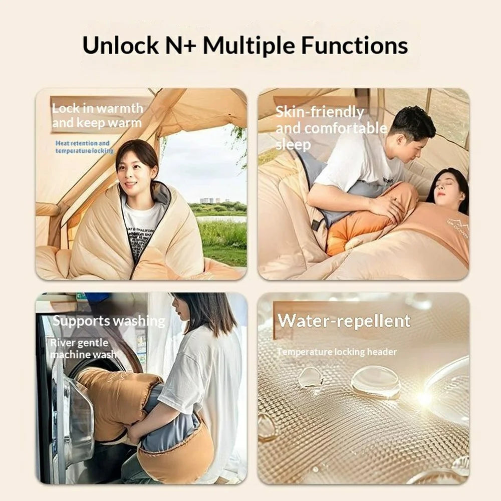 UPDOWN 2.4KG / -5~8 Degrees Celsius Envelope Sleeping Bag Adult Winter Thick Warm Outdoor Camping Warm Sleep Bag - Beige - 3
