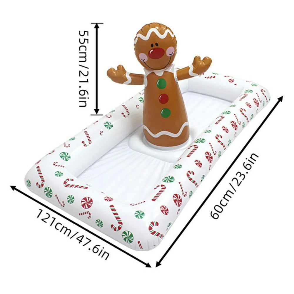 Inflatable Christmas Gingerbread Man Ice Storage Container PVC Anti Leak Pool Beach Ice Drink Holder - 7