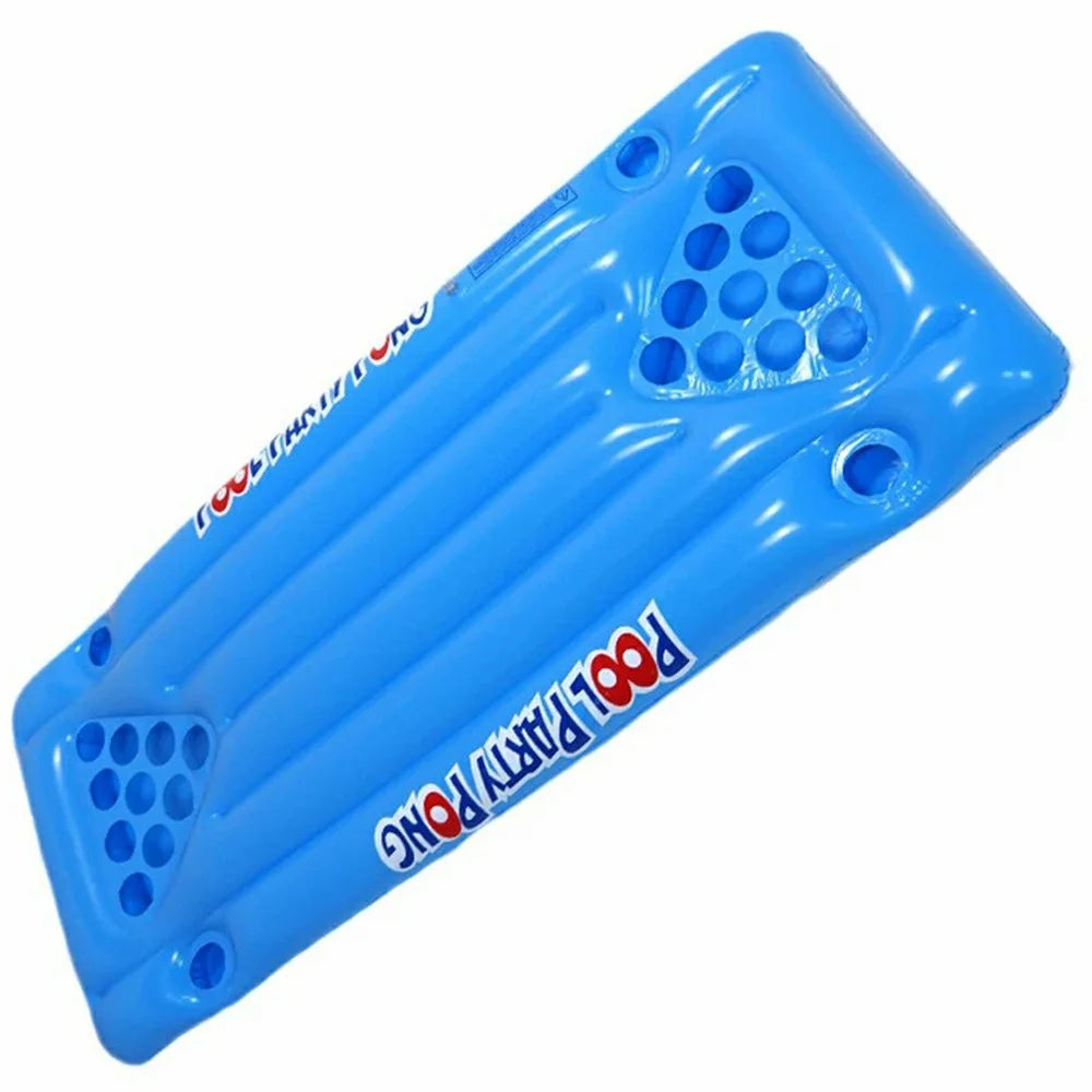 Inflatable PVC Float Game Pong Mat Swimming Pool Beach Cup Holder Floating Lounge Raft - 2
