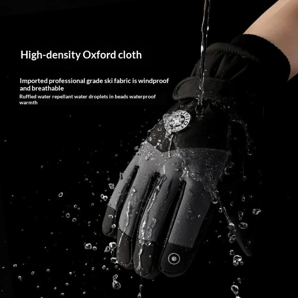 1 Pair Winter Ski Gloves Waterproof Windproof Warm Thick Anti-slip Touchscreen Mittens for Men Women - Women / Dark Grey + Pink - 3