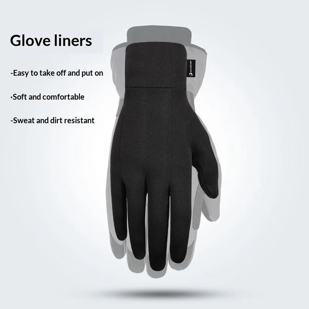 GOLOVEJOY 1 Pair Size XXL 10-11cm Palm Width Winter Ski Liner Gloves Flip-Top Touchscreen Anti-slip Mittens for Running Cycling - Black - 5