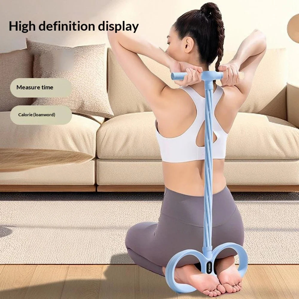 O:OOUP 6 Tubes Pedal Tensioner Resistance Band Foot Pedal Puller with LCD Display Counting for Home Yoga Fitness - Blue - 5