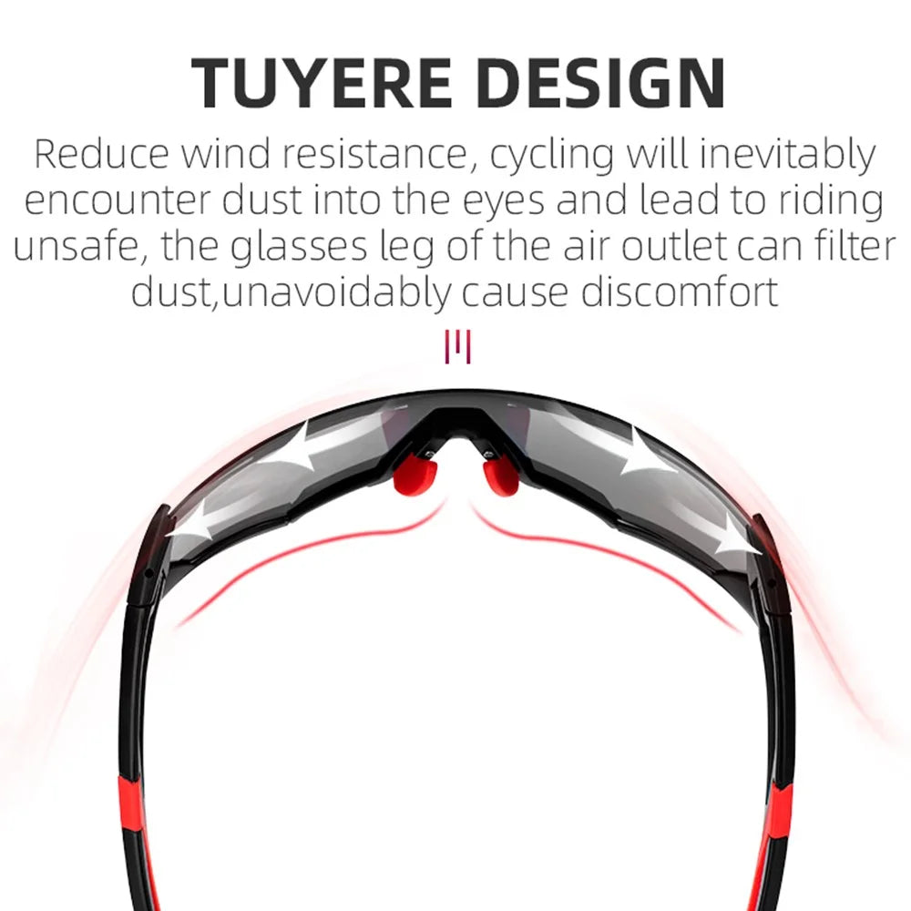 ROCKBROS 10133 Photochromic Cycling Sunglasses Polarized Windproof Eyeglasses Riding Eyewear - Black - 4
