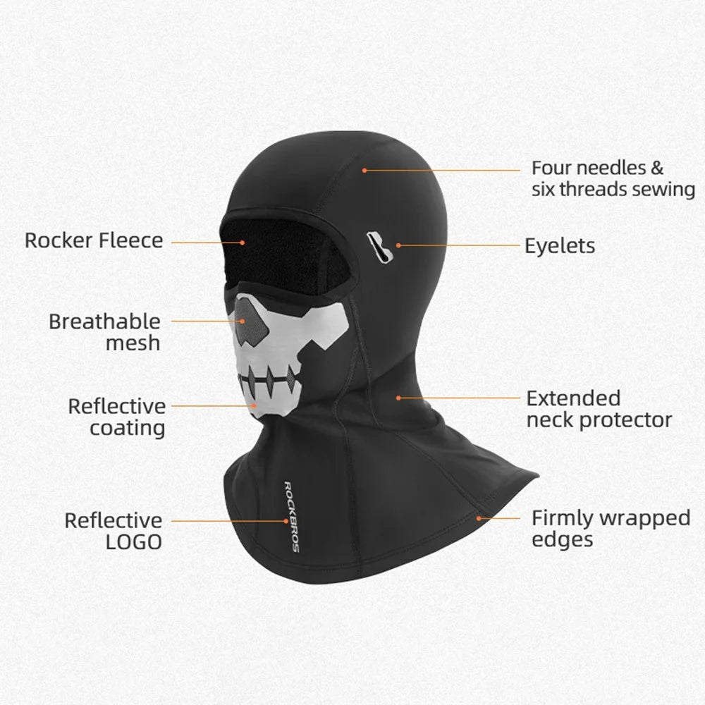 ROCKBROS YPP055 Skull/Spider Pattern Winter Motorcycle Cycling Head Scarf Helmet Liner Balaclava Face Mask - Skull/S - 3