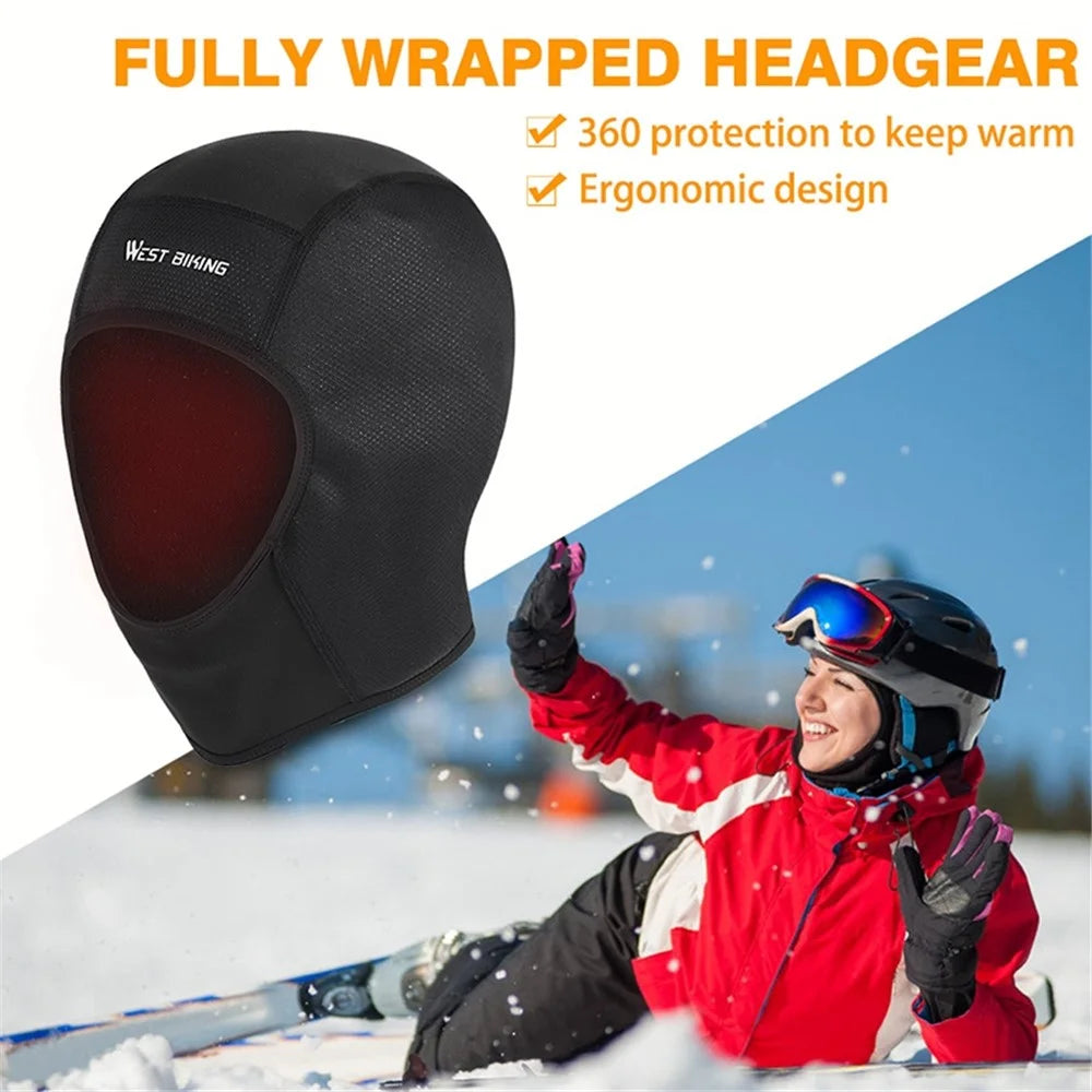 WEST BIKING YP0201257 Fleece Skull Cap Windproof Thermal Winter Scarf Elastic Cycling Motorcycle Helmet Liner Warm Running Hat Head Cover - 5